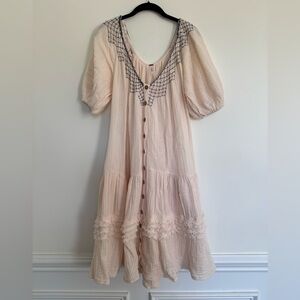 Free People Sunday Stroll Oversized Boho Midi Dress  size medium